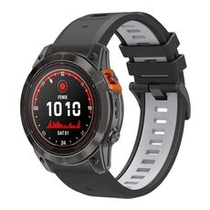 Per Garmin 26mm cinturino in silicone a sgancio rapido bicolore con strumento (nero grigio chiaro)