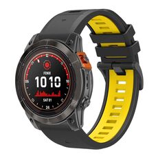 Per Garmin 26mm cinturino in silicone a sgancio rapido bicolore con strumento (nero giallo)