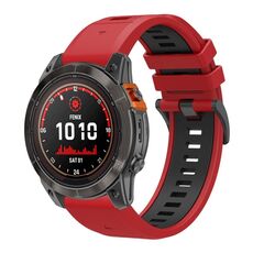 Per Garmin 26mm cinturino in silicone a sgancio rapido bicolore con strumento (rosso nero)