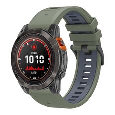 Per Garmin 26mm cinturino in silicone a sgancio rapido bicolore con strumento (verde grigio)