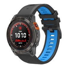 Per cinturino in silicone a sgancio rapido bicolore Garmin da 22 mm con strumento (nero, blu cielo)