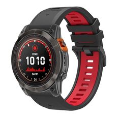 Per Garmin 22mm cinturino in silicone a sgancio rapido bicolore con strumento (nero rosso)