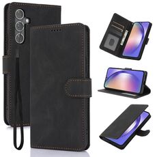 Per Samsung Galaxy S23 FE 5G Custodia per telefono in pelle di vitello con texture Fantasy Skin-feel (nero)