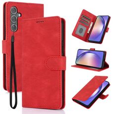 Per Samsung Galaxy S23 FE 5G Custodia per telefono in pelle di vitello con texture Fantasy Skin-feel (rosso)