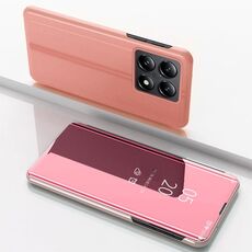 Per Xiaomi 14T Custodia per telefono in pelle con supporto a specchio orizzontale placcato (oro rosa)