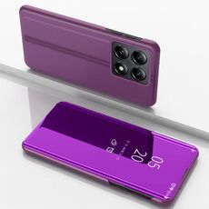 Per Xiaomi 14T Custodia per telefono in pelle con supporto a specchio orizzontale placcato (viola)