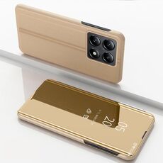 Per Xiaomi 14T Custodia per telefono in pelle con supporto a specchio orizzontale placcato (oro)