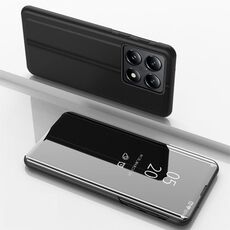 Per Xiaomi 14T Custodia per telefono in pelle con supporto a specchio orizzontale placcato (nero)