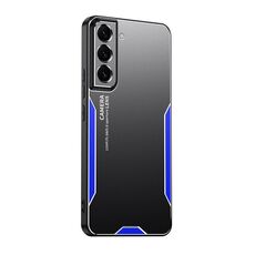 Per Samsung Galaxy S22 5G Blade Series TPU Hybrid Metal Phone Case (Blu)