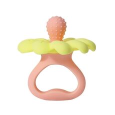 Dentiera per neonati in silicone a forma di fiore, lenitiva e rinforzante, bollibile (arancione e giallo)