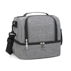 Borsa termica per esterni a doppio strato Borsa per bottiglie per mamma Borsa termica portatile per il pranzo (grigio)