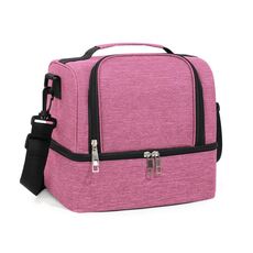 Borsa termica per esterni a doppio strato Borsa per bottiglie per mamma Borsa termica portatile per il pranzo (rosso rosa)