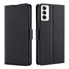 Per OPPO Reno12 5G Global Ultra-sottile Tensione Fibbia Laterale Orizzontale Custodia in Pelle per Telefono (Nero)