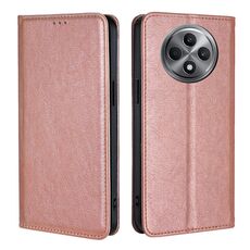 Per OPPO Reno12 F 5G Custodia per telefono magnetica in pelle tinta unita Gloss Oil (oro rosa)