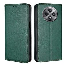 Per OPPO Reno12 F 5G Custodia magnetica in pelle tinta unita Gloss Oil (verde)