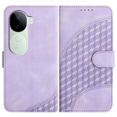 Per vivo iQOO Z9s / V40e India YX0060 Custodia in pelle per telefono con testa di elefante in rilievo con cordino (viola chiaro)
