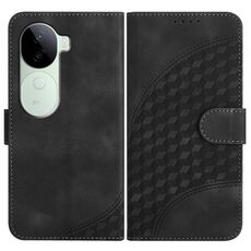 Per vivo iQOO Z9s / V40e India YX0060 Custodia in pelle con motivo a testa di elefante e cordino (nero)