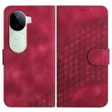 Per vivo iQOO Z9s / V40e India YX0060 Custodia in pelle con testa di elefante in rilievo e cordino (rosso rosa)
