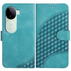 Per vivo iQOO Z9s / V40e India YX0060 Custodia in pelle per telefono con testa di elefante in rilievo con cordino (azzurro chiaro)