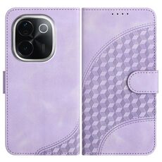 Per vivo iQOO Z9s Pro / T3 Pro 5G India YX0060 Custodia in pelle per telefono con testa di elefante in rilievo con cordino (viola chiaro)