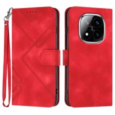 Per Redmi Note 14 Pro+ 5G Custodia in pelle con motivo a linee (rosso)