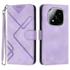 Per Redmi Note 14 Pro+ 5G Custodia in pelle con motivo a linee (viola chiaro)