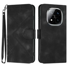Per Redmi Note 14 Pro+ 5G Custodia in pelle con motivo a linee (nero)