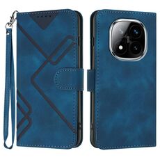 Per Redmi Note 14 Pro+ 5G Custodia in pelle con motivo a linee (blu reale)