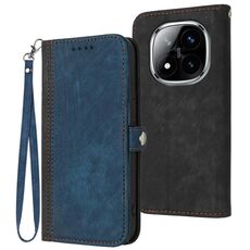 Per Redmi Note 14 Pro+ 5G Custodia in pelle con cinturino a doppia piega e fibbia laterale (blu reale)