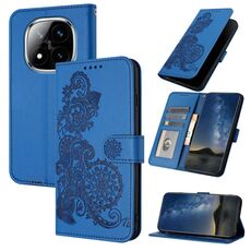 Per Redmi Note 14 Pro+ 5G Datura Flower Embossed Flip Custodia in Pelle per Telefono (Blu)