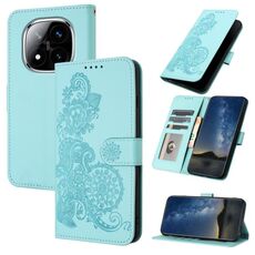 Per Redmi Note 14 Pro+ 5G Datura Flower Embossed Flip Custodia in Pelle per Telefono (Blu Chiaro)