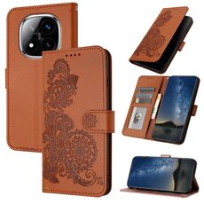 Per Redmi Note 14 Pro+ 5G Datura Flower Custodia in pelle con stampa flip (marrone)