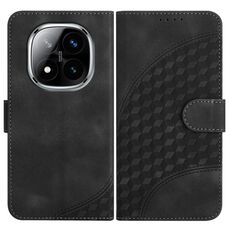 Per Redmi Note 14 Pro+ 5G YX0060 Custodia in pelle con motivo a testa di elefante e cordino (nero)