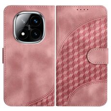 Per Redmi Note 14 Pro+ 5G YX0060 Custodia in pelle con motivo a testa di elefante e cordino (rosa)