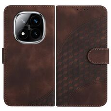 Per Redmi Note 14 Pro+ 5G YX0060 Custodia in pelle con motivo a testa di elefante e cordino (caffè)