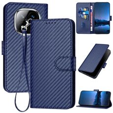 Per Redmi Note 14 Pro+ 5G YX0070 Custodia in pelle con fibbia in fibra di carbonio e cordino (blu reale)
