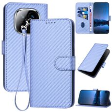 Per Redmi Note 14 Pro+ 5G YX0070 Custodia in pelle con fibbia in fibra di carbonio e cordino (viola chiaro)