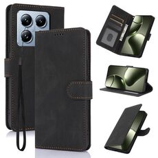 Per Xiaomi 14T Pro Custodia per telefono in pelle di vitello con texture Fantasy Skin-feel (nero)