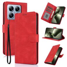 Per Xiaomi 14T Pro Custodia per telefono in pelle di vitello con texture Fantasy Skin-feel (rosso)