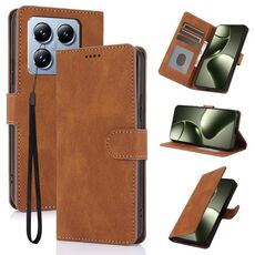 Per Xiaomi 14T Pro Custodia per telefono in pelle di vitello con texture Fantasy Skin-feel (marrone)