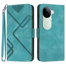 Per vivo iQOO Z9s / V40e Custodia per telefono in pelle con motivo a linee India (azzurro chiaro)