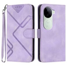 Per vivo iQOO Z9s / V40e Custodia per telefono in pelle con motivo a linee India (viola chiaro)