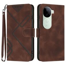 Per vivo iQOO Z9s / V40e India Line Pattern Custodia in pelle per telefono (caffè)