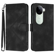 Per vivo iQOO Z9s / V40e Custodia per telefono in pelle con motivo a linee India (nero)