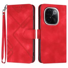 Per vivo iQOO Z9s Pro / T3 Pro 5G India Line Pattern Custodia in pelle per telefono (rosso)