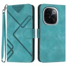 Per vivo iQOO Z9s Pro / T3 Pro 5G India Line Pattern Custodia in pelle con motivo a pelle (azzurro)