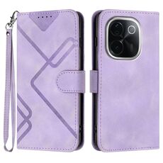Per vivo iQOO Z9s Pro / T3 Pro 5G India Line Pattern Custodia in pelle per telefono (viola chiaro)