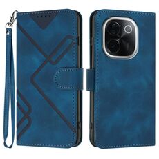 Per vivo iQOO Z9s Pro / T3 Pro 5G India Line Pattern Skin Feel Custodia in pelle per telefono (blu reale)