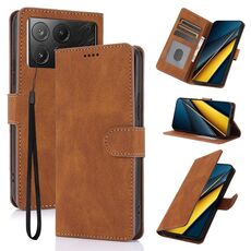 Per Redmi K70E Custodia per telefono in pelle di vitello con texture Fantasy Skin-feel (marrone)