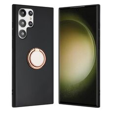Per Samsung Galaxy S24 Ultra 5G Custodia per telefono in TPU con supporto ad anello opaco (oro rosa)